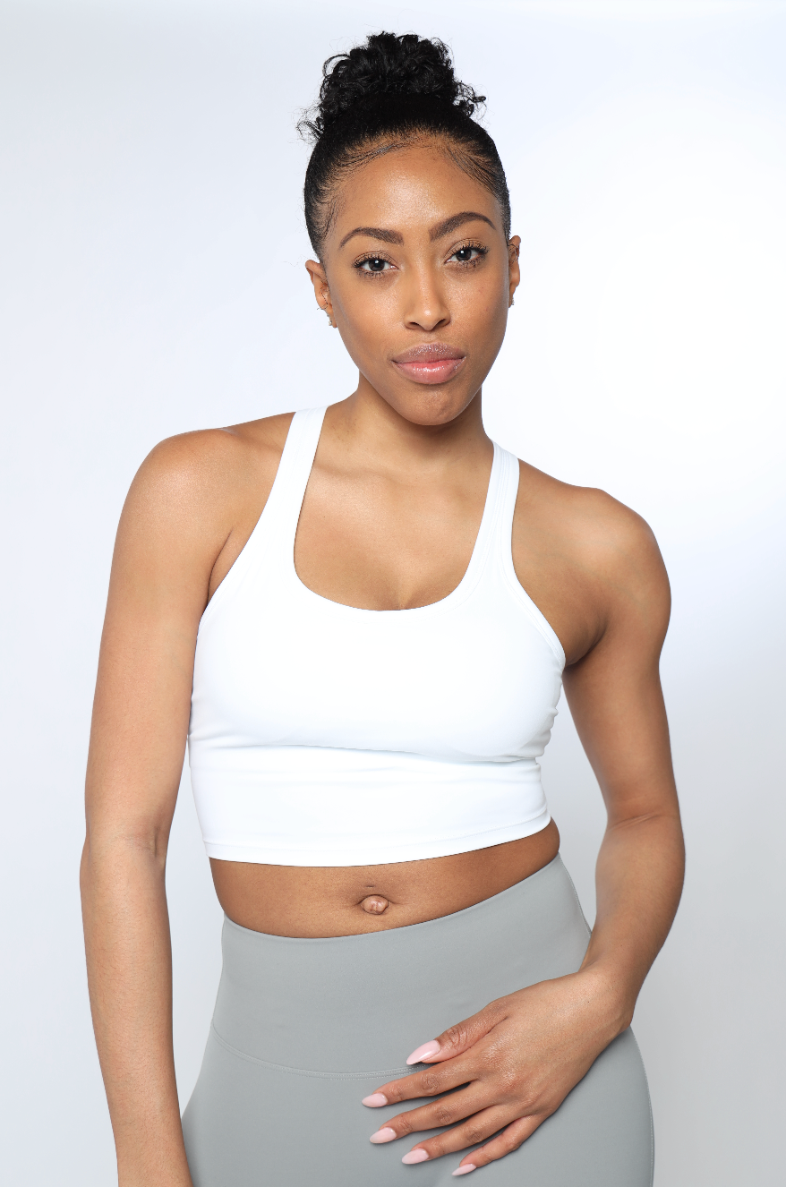 Medium Support Racerback Bra Workout Top – W by Crystal White